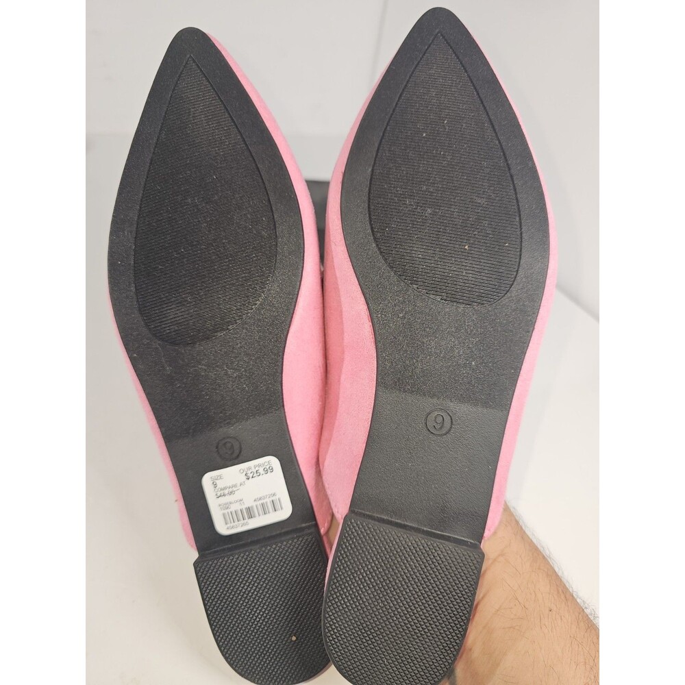 Comfort View Pink Mule Suede Slip On Flats With Hearts - Picture 6 of 7